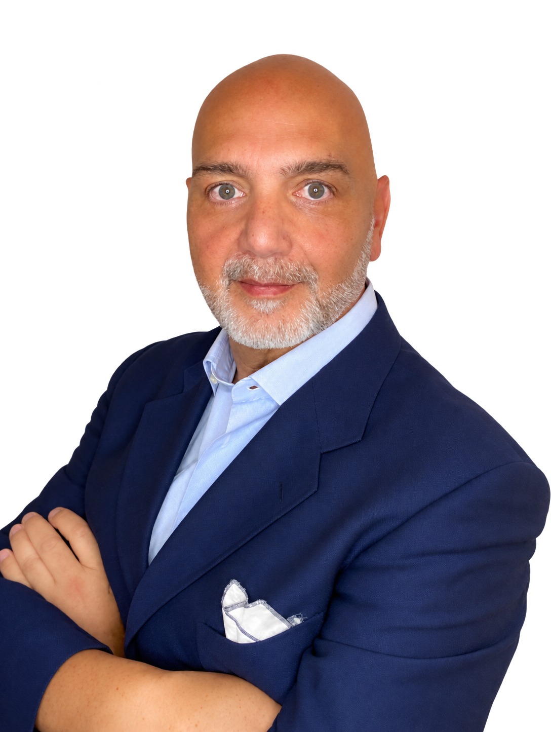 Antonio Mennella in giacca blu